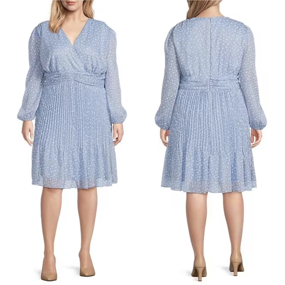 Alex Marie Light Blue Dot Midi Dress